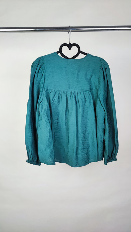 شومیز زنانه آستین بلند برند آمریکایی A New Day رنگ سبز کلهغازی استوک اروپایی گرید A