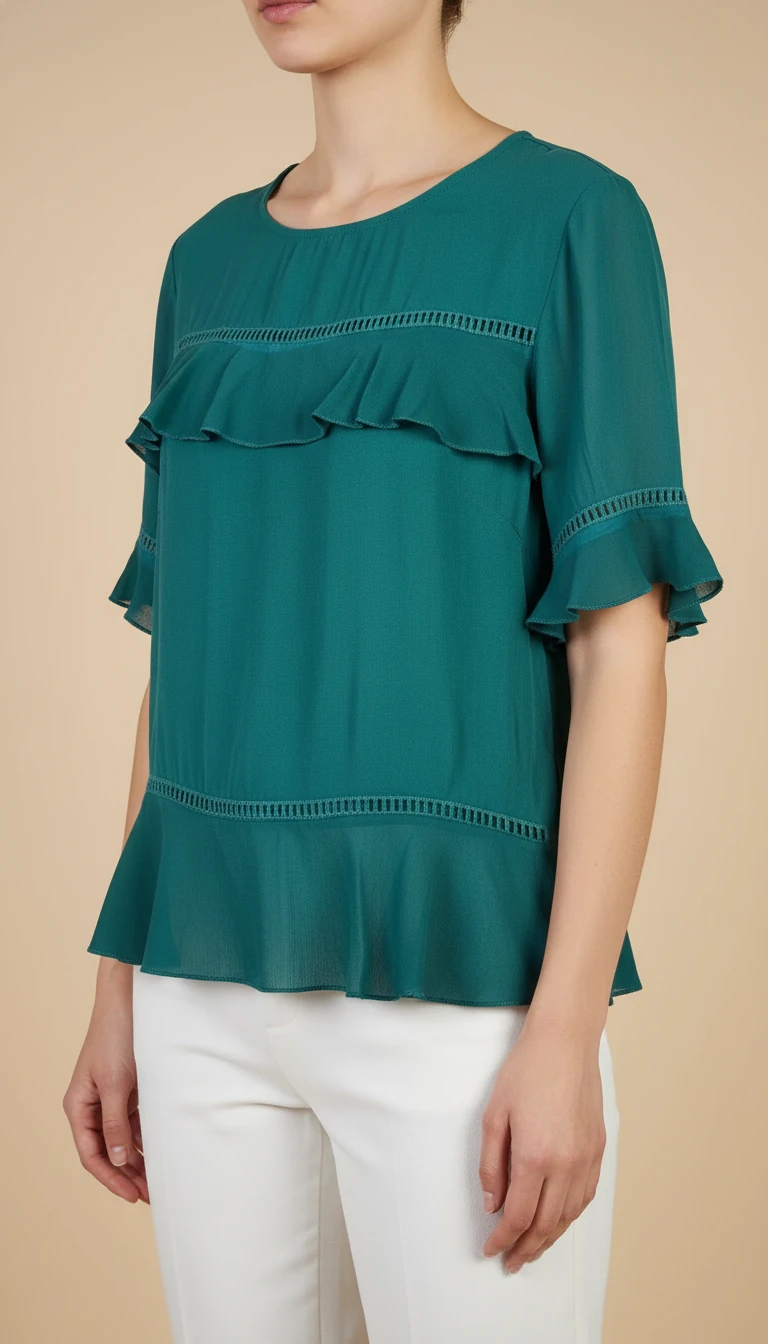 شومیز زنانه استوک کد 34 | مدل سبز آبی سبک و خنک سایز 38 تا 40