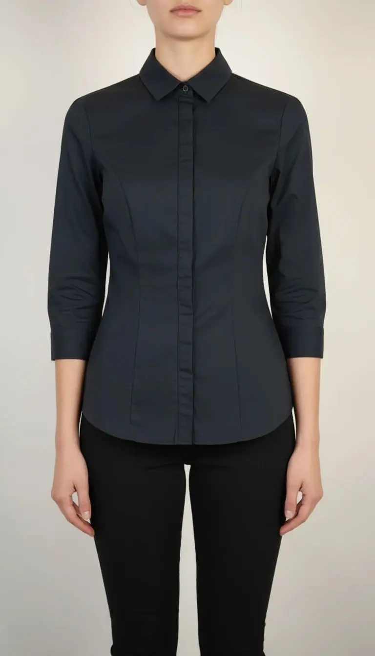 بلوز زنانه مشکی استوک مدل یقه‌دار کد558 – شیک، راحت و مناسب استایل روزمره