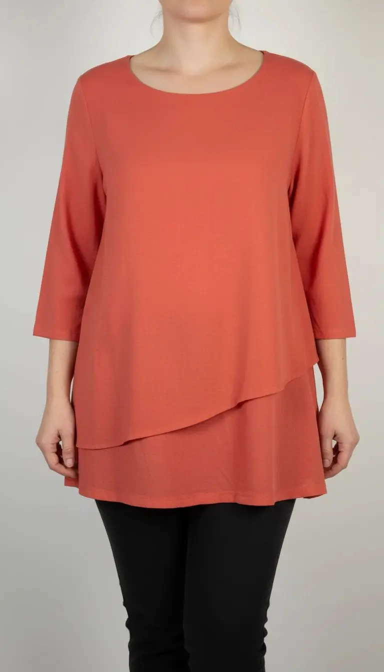 بلوز زنانه استوک نارنجی کد ۸۴۵ | مدل آزاد سبک و راحت مناسب سایز ۴۴ تا ۴۶