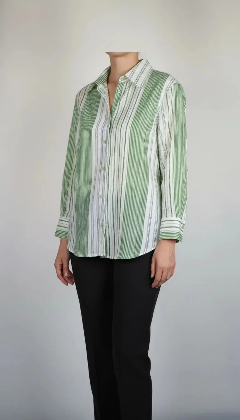 شومیز زنانه سبز روشن استوک کد ۲۲۱ | مدل آستین بلند شیک زرماه گالری