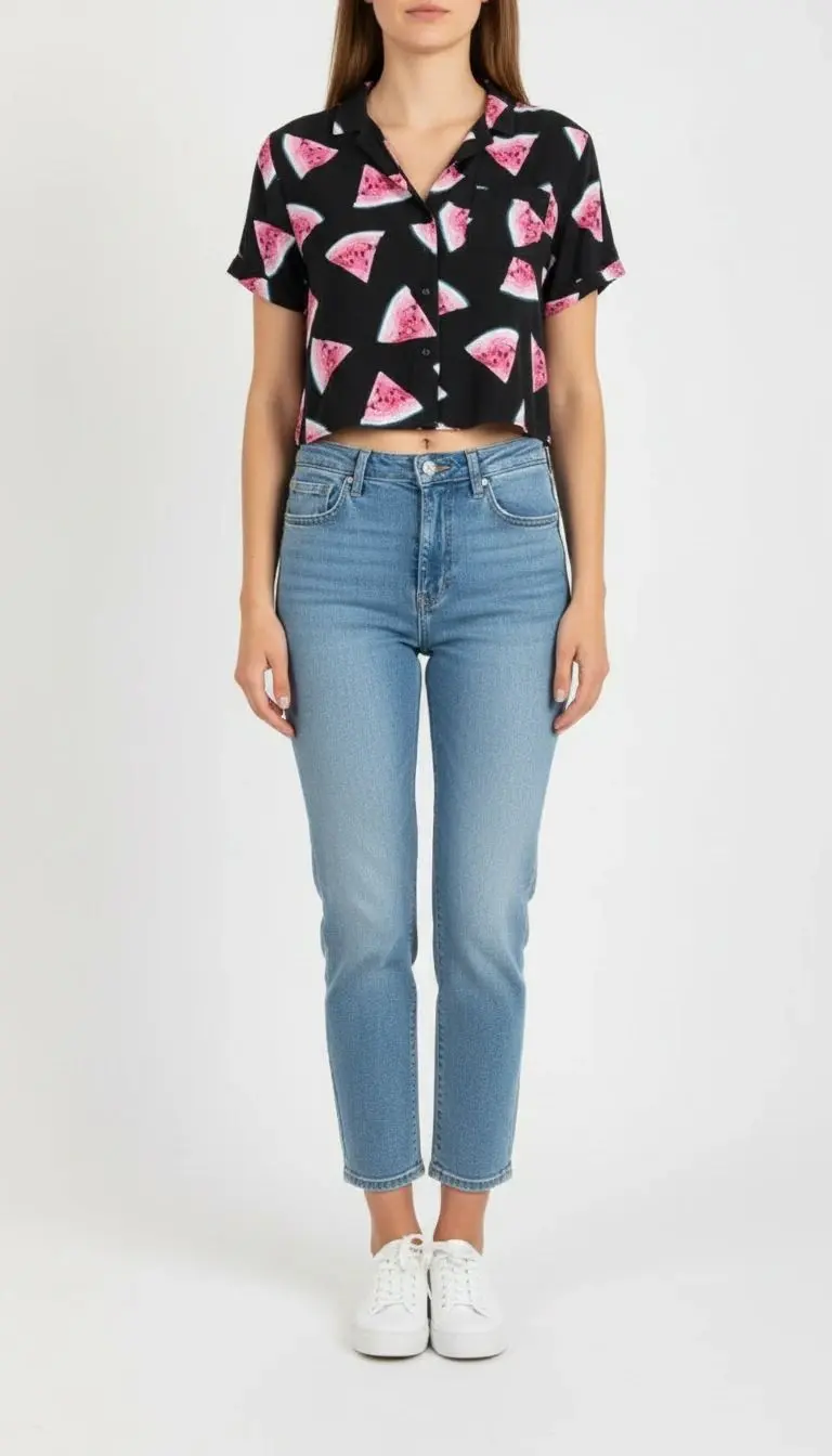 شومیز نیم‌تنه زنانه استوک مشکی  کد ۶۰۵ | کوتاه، خنک و خاص از زرماه گالری