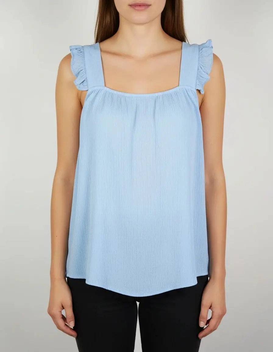 تاپ زنانه استوک کد ۱۵۹۶ | تاپ آبی خوش‌دوخت سایز ۳۸‑۴۰