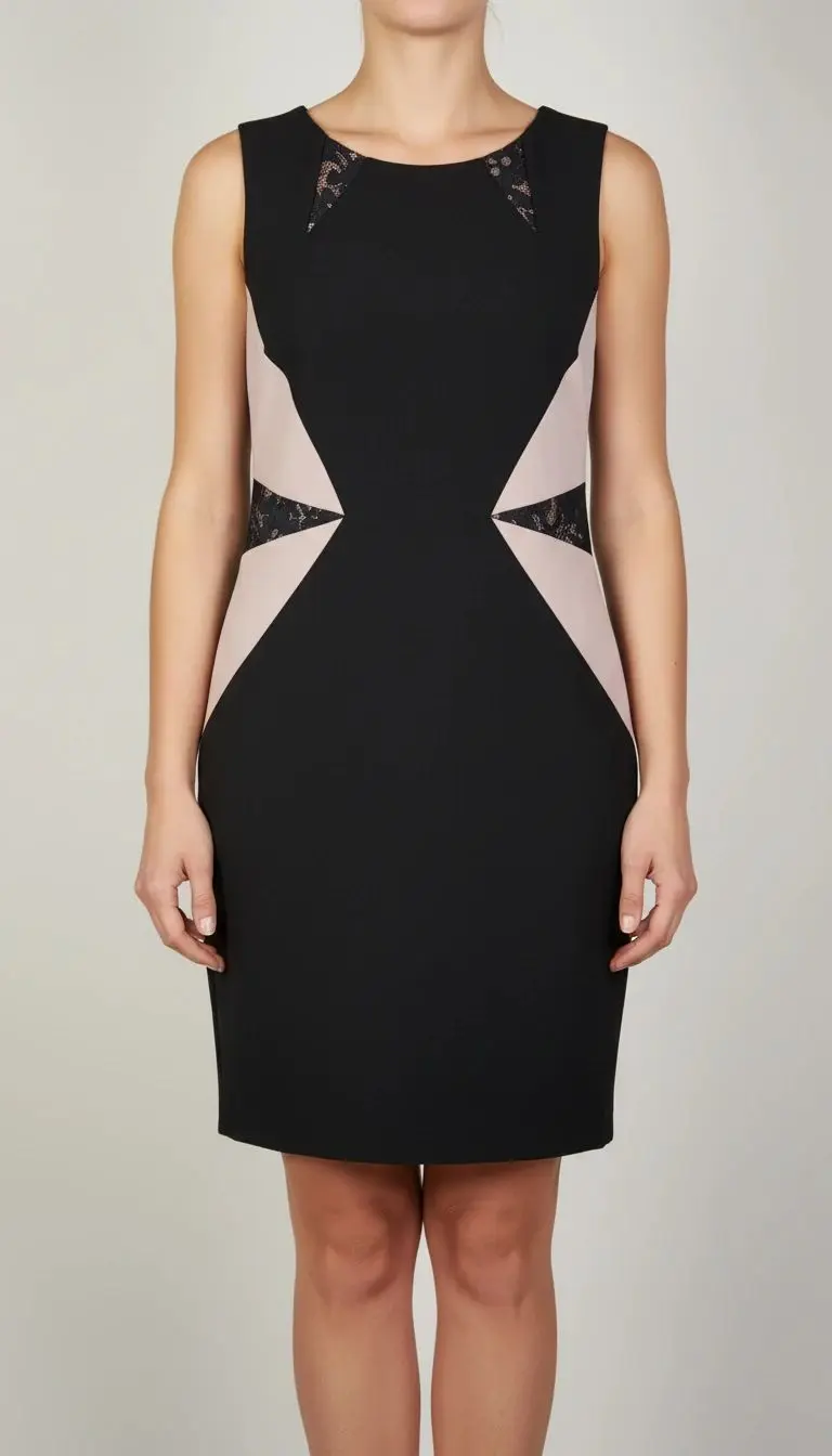 پیراهن زنانه استوک کد ۱۱۳۳ | پیراهن مشکی بدون‌آستین برش‌دار سایز ۳۸–۴۰ با استایل شیک و مجلسی | زرماه گالری ✨🌿