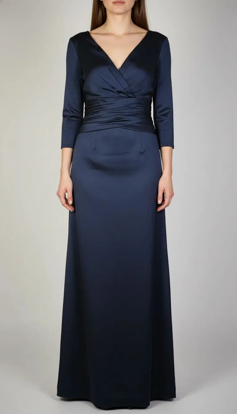 پیراهن ماکسی زنانه استوک کد ۱۰۲۰ | پیراهن بلند مجلسی یقه‌هفت آستین‌دار سایز ۳۸–۴۰ با فرم شیک | زرماه گالری ✨🌿