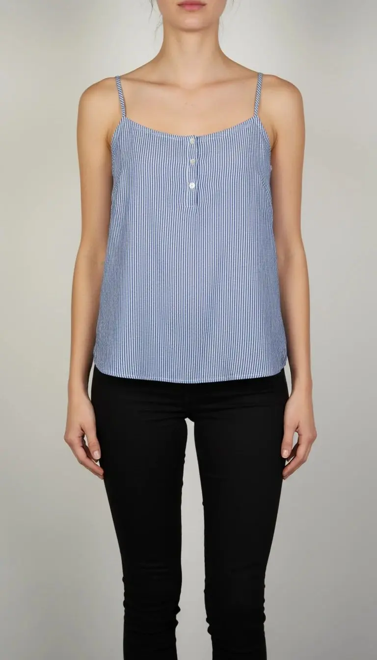 تاپ زنانه استوک کد ۱۲۷۹ | تاپ بندی آبی روشن سبک و خنک سایز ۳۸–۴۰ با تن‌خور آزاد | زرماه گالری ✨🌿