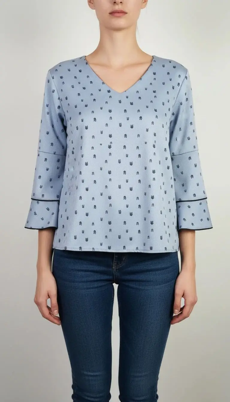 بلوز زنانه آبی استوک کد ۱۶۵ | بلوز خوش‌دوخت اروپایی سایز ۳۸‑۴۰
