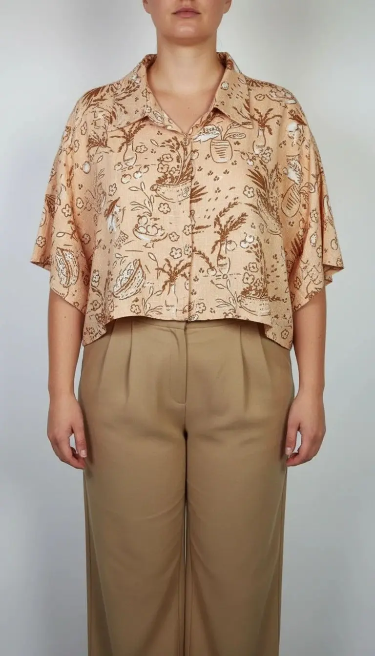 نیم‌تنه زنانه اروپایی کد ۱۲۲۹(ایراددار.لکه خاک داره ) | رنگ هلویی روشن با طرح لطیف و فیت راحت