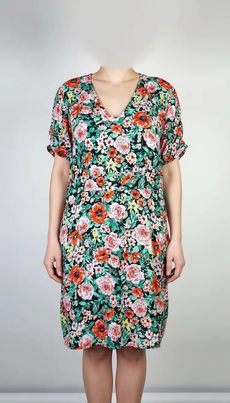 پیراهن زنانه گل‌دار چندرنگ استوک کد ۹۸۲ | مناسب سایز ۴۰–۴۲