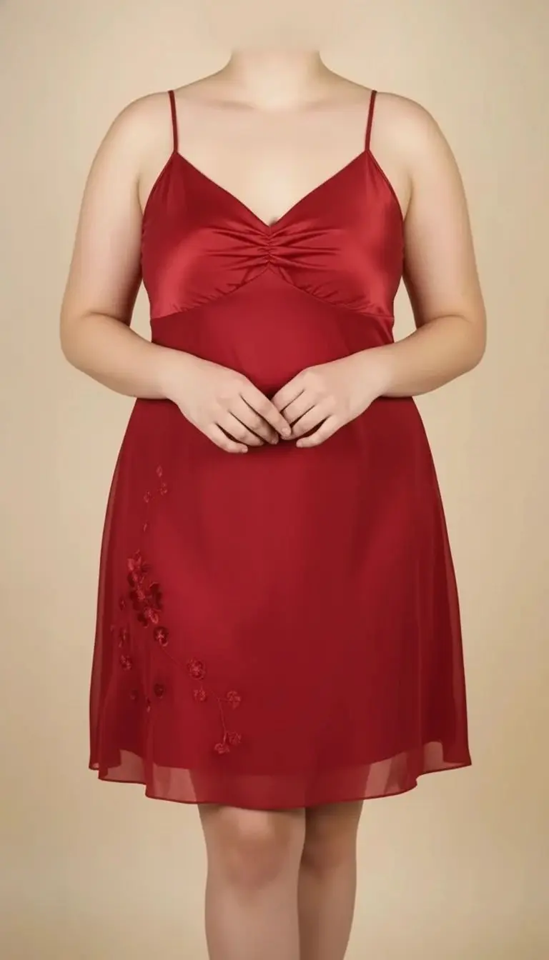 پیراهن زنانه قرمز  کد ۱۶۸۵ | بندی، راحت، مناسب سایزهای ۵۰–۵۲