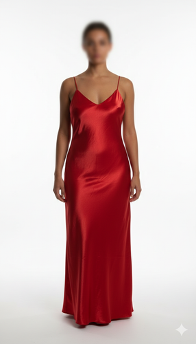 پیراهن بلند مجلسی ساتن قرمز زنانه وارداتی کد ۲ * نمای تنخور: پیراهن ماکسی مدل اسلیپ (بندی) با پارچه ساتن ابریشمی براق