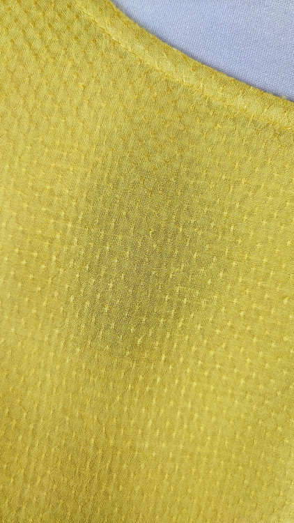 شومیز آستین سه ربع زنانه رنگ خردلی (زرد تیره) وارداتی کد ۳ * نمای تنخور: مدل شومیز نخی ساده و شیک مناسب استایل کژوال سایز ۴۸ و