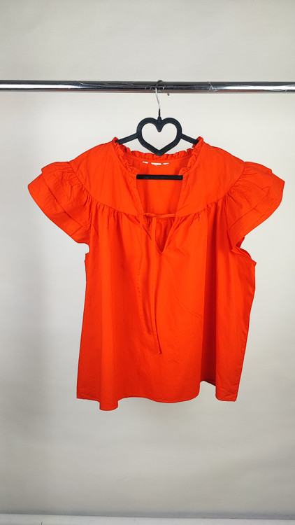 شومیز زنانه سایز بزرگ کد ۲۰۳۵ رنگ نارنجی با یقه بنددار و آستین چیندار * نمای تنخور: استایل شیک شومیز مجلسی سایز ۵۴ و ۵۶ وارداتی مناسب دورهمی و مهمانی