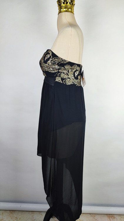 پیراهن مجلسی زنانه سرمهای و سفید طرحدار با قد نامتقارن و یقه رومی کد ۱۰۳۲ ۴. توضیحات محصول و راهنمای سایز