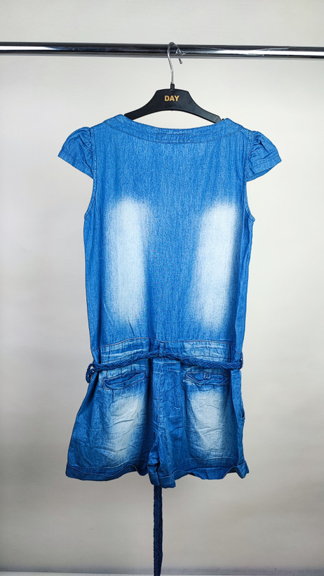 سرهمی جین آبی زنانه کوتاه (رامپر) با زیپ کج و جیبدار کد ۱۱۵۱ * تصویر تنخور: استایل تابستانی با سرهمی لی زنانه وارداتی مناسب سایز ۳۸ و ۴۰