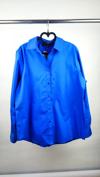 شومیز زنانه آبی کاربنی استوک برند جونز نیویورک سایز بزرگ مناسب استایل اداری و مجلسی