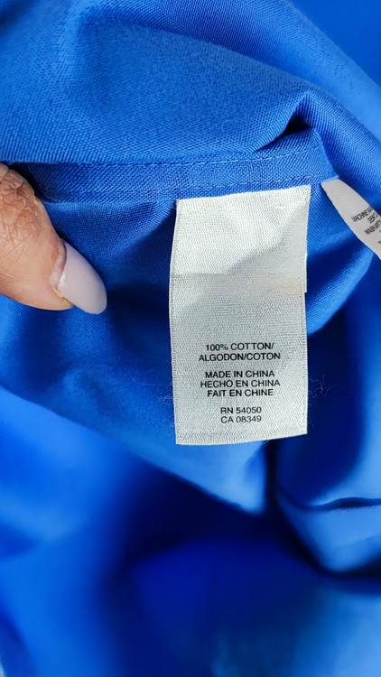 شومیز زنانه آبی کاربنی استوک برند جونز نیویورک سایز بزرگ مناسب استایل اداری و مجلسی