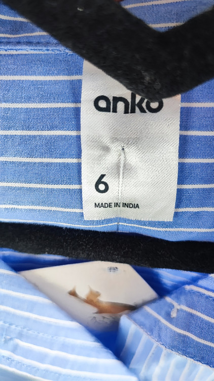 شومیز زنانه آبی راه راه برند Anko استوک اروپایی گرید A مناسب استایل کژوال و رسمی