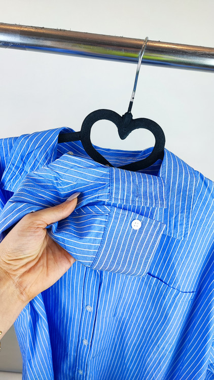 شومیز زنانه آبی راه راه برند Anko استوک اروپایی گرید A مناسب استایل کژوال و رسمی