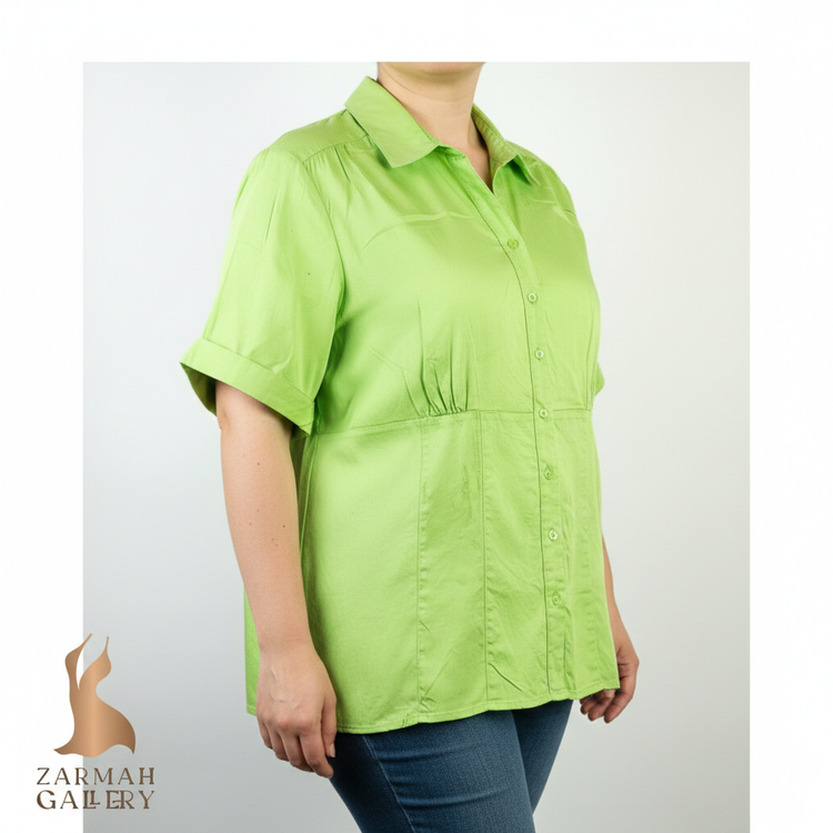 شومیز زنانه سایز بزرگ استوک برند C.J. Banks رنگ سبز روشن آستین کوتاه کد ۲۱۴۴ وارداتی