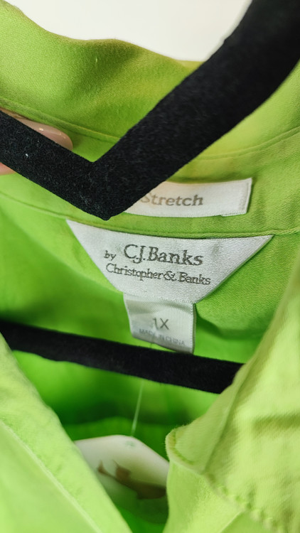 شومیز زنانه سایز بزرگ استوک برند C.J. Banks رنگ سبز روشن آستین کوتاه کد ۲۱۴۴ وارداتی