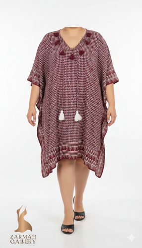 پانچ زنانه ساحلی برند Coolchange طرحدار زرشکی و سفید منگولهدار کد ۲۱۱۴ استوک اروپایی