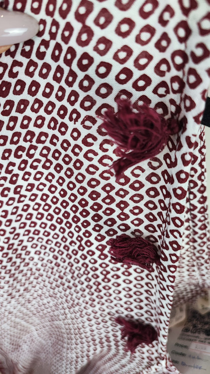 پانچ زنانه ساحلی برند Coolchange طرحدار زرشکی و سفید منگولهدار کد ۲۱۱۴ استوک اروپایی