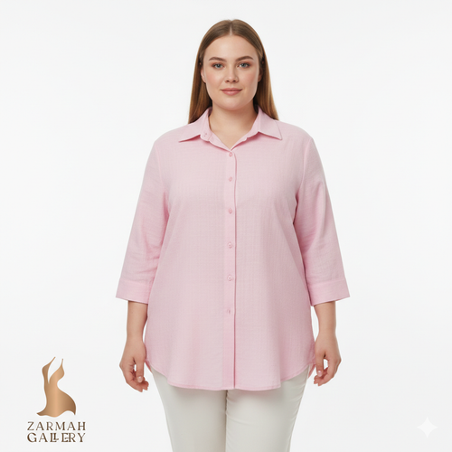 شومیز زنانه طوسی برند مرونا (Merona) استوک گرید A با دو جیب روی سینه و دکمههای سفید