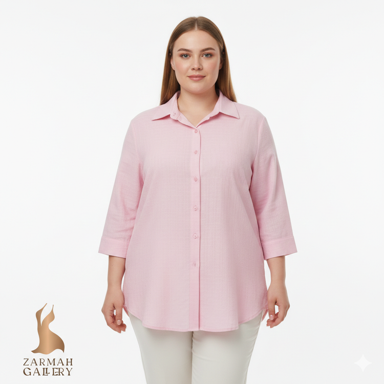 شومیز زنانه طوسی برند مرونا (Merona) استوک گرید A با دو جیب روی سینه و دکمههای سفید