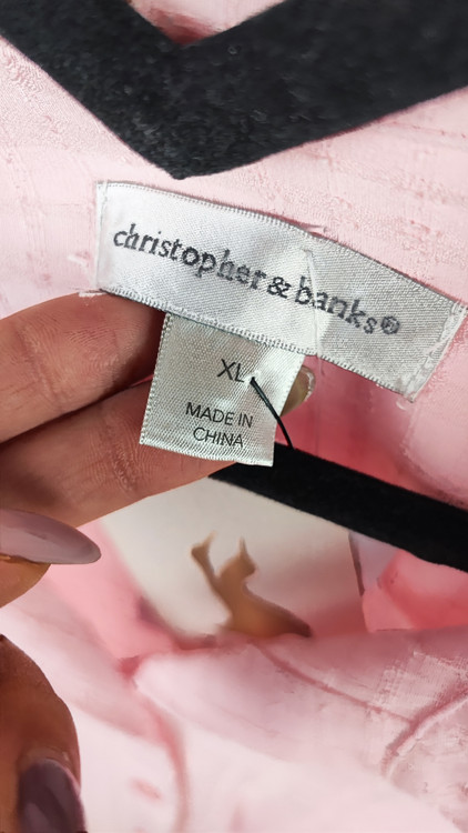 شومیز زنانه طوسی برند مرونا (Merona) استوک گرید A با دو جیب روی سینه و دکمههای سفید