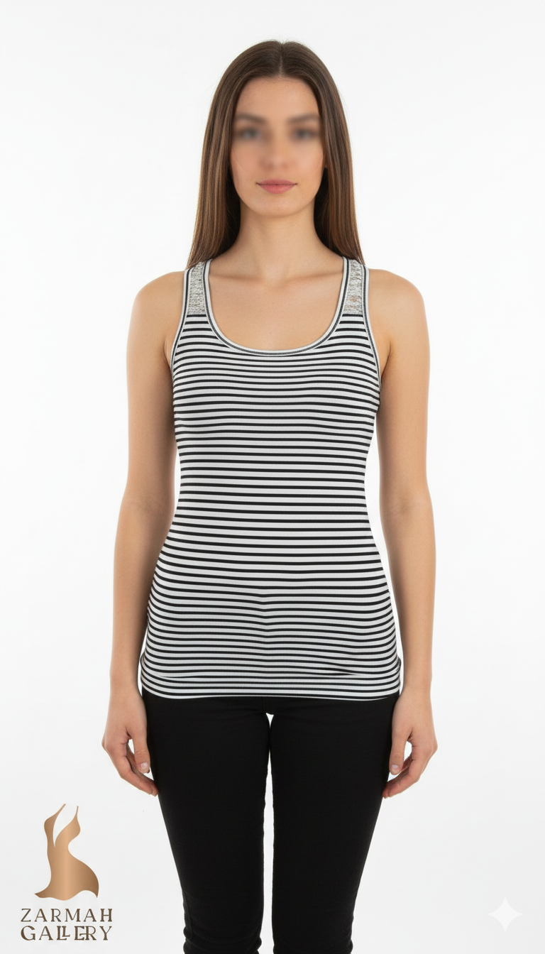 تاپ رکابی زنانه استوک وارداتی رنگ صورتی و نارنجی ملانژ مناسب سایز ۳۶ و ۳۸ استایل ورزشی و خانگی