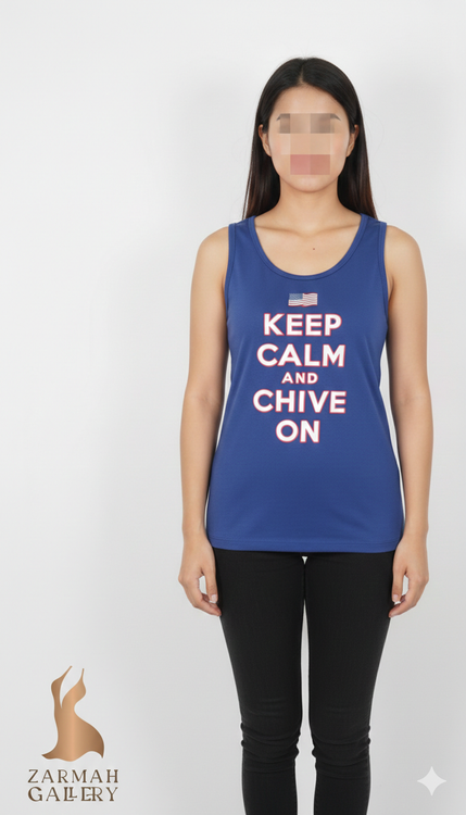 تاپ رکابی زنانه سرمهای برند چایو تیس استوک وارداتی کد ۲ با چاپ نوشته سفید و قرمز