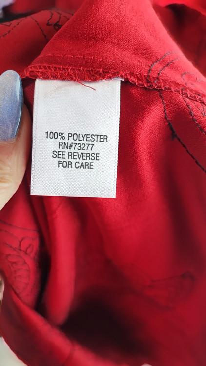 شومیز زنانه قرمز برند کرافت اند بارو استوک اروپایی طرحدار آستین سه ربع مناسب سایز بزرگ