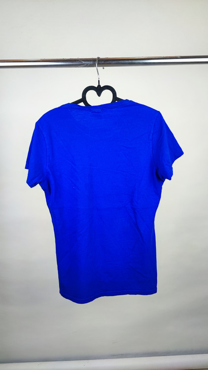 تیشرت آبی زنانه ۱۰۰٪ پنبه برند Port & Company با طرح چاپی دونت میک می سایز S مناسب استایل اسپرت