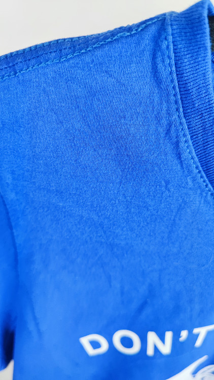 تیشرت آبی زنانه ۱۰۰٪ پنبه برند Port & Company با طرح چاپی دونت میک می سایز S مناسب استایل اسپرت