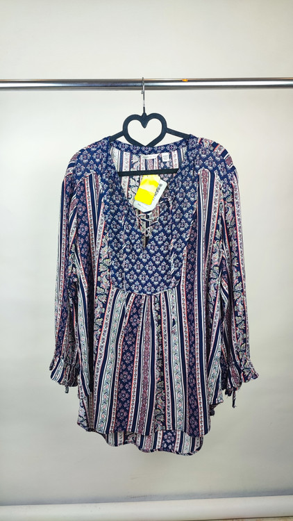 شومیز زنانه سایز بزرگ برند کاتو CATO طرحدار سرمهای کد 2261 وارداتی استوک اروپایی