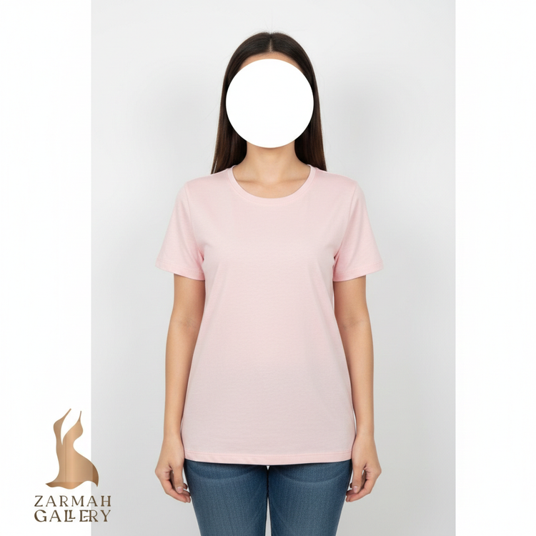 تیشرت زنانه صورتی ملایم برند a.n.a جنس پنبهای وارداتی استوک سایز ۳۸ مناسب استایل روزمره