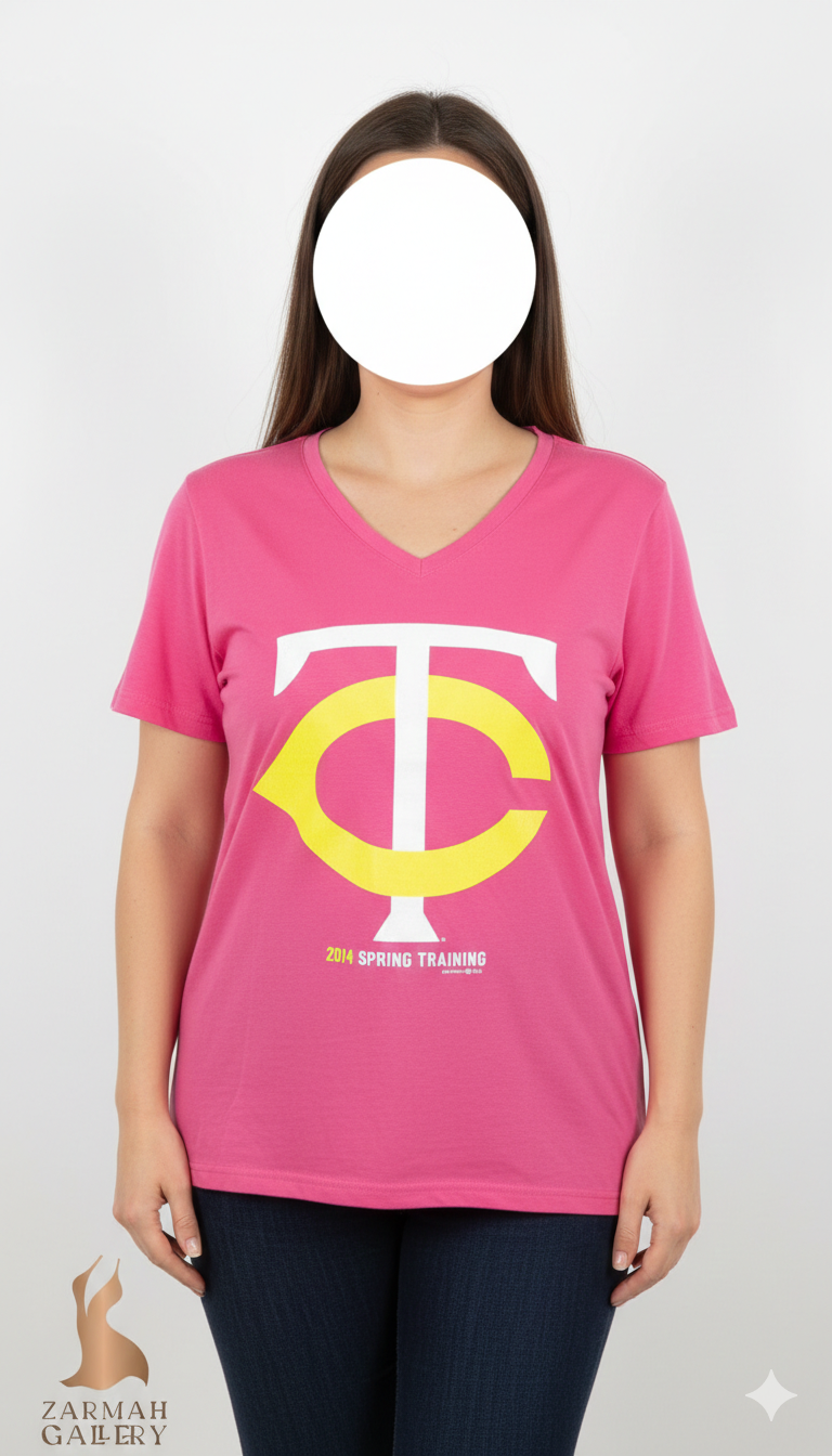 تیشرت زنانه صورتی برند Gear For Sports مدل یقه هفت استوک وارداتی مناسب استایل کژوال