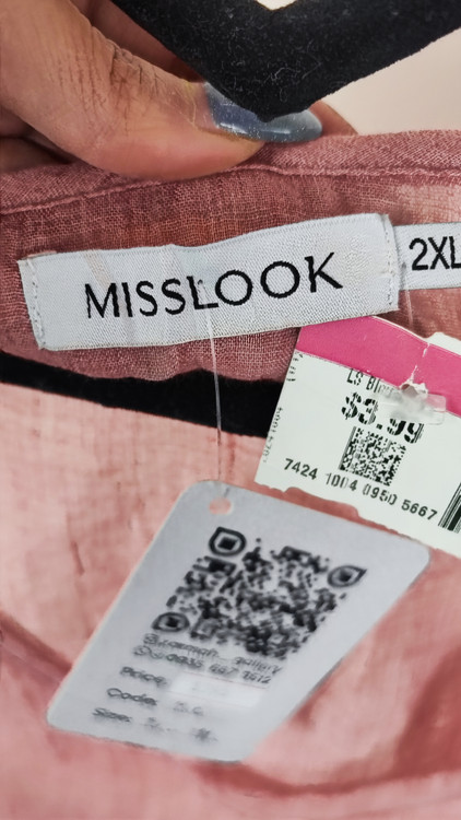 شومیز آستین بلند زنانه استوک مارک MISS LOOK رنگ کالباسی ملایم سایز بزرگ مناسب استایل روزمره