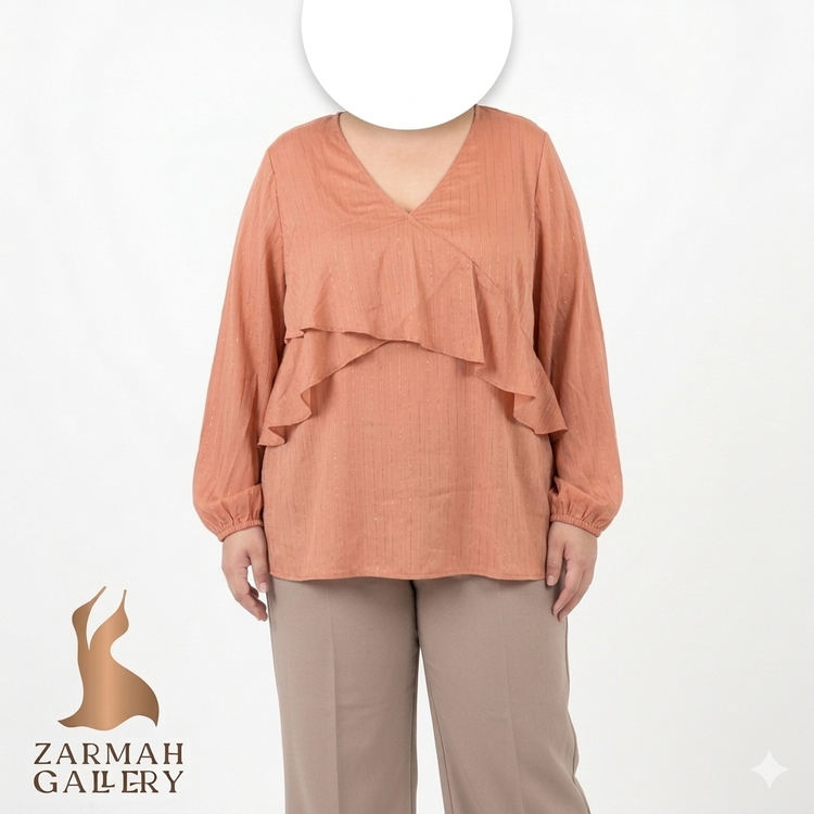 شومیز زنانه سایز بزرگ برند Zac & Rachel رنگ گلبهی لمهدار استوک اروپایی گرید A کد ۲۰۷۴