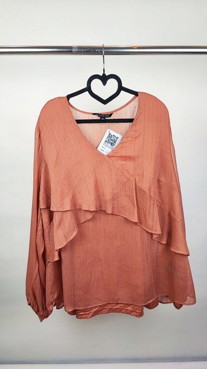 شومیز زنانه سایز بزرگ برند Zac & Rachel رنگ گلبهی لمهدار استوک اروپایی گرید A کد ۲۰۷۴