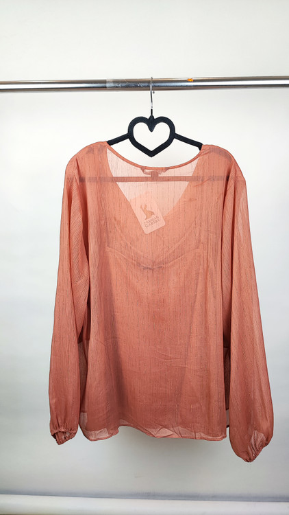 شومیز زنانه سایز بزرگ برند Zac & Rachel رنگ گلبهی لمهدار استوک اروپایی گرید A کد ۲۰۷۴