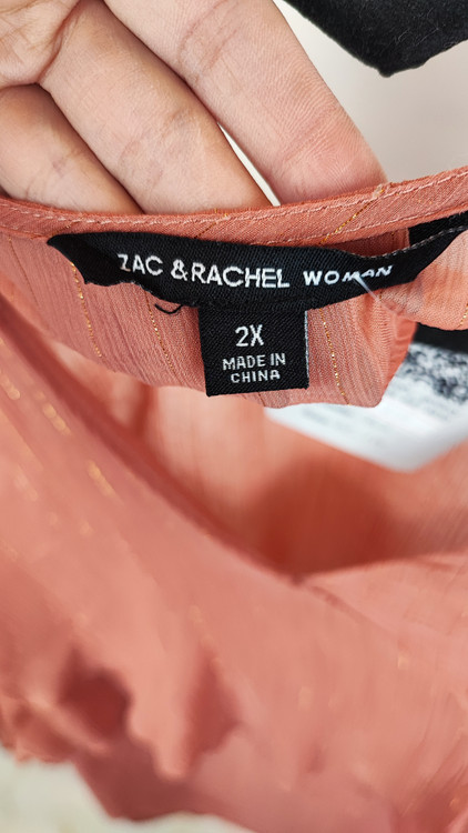 شومیز زنانه سایز بزرگ برند Zac & Rachel رنگ گلبهی لمهدار استوک اروپایی گرید A کد ۲۰۷۴