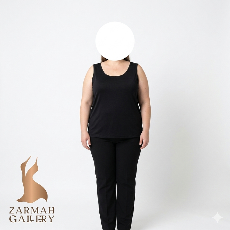 تاپ زنانه سایز بزرگ مشکی برند Dressbarn استوک وارداتی آمریکایی مناسب زیر کت و استفاده روزمره