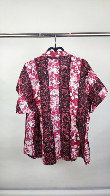 شومیز زنانه سایز بزرگ استوک وارداتی برند Tapestry طرح گلدار قرمز و مشکی مدل هاوایی