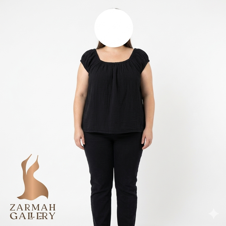 شومیز مشکی زنانه سایز بزرگ برند اولد نیوی جنس نخی خنک مناسب استایل کژوال و روزمره