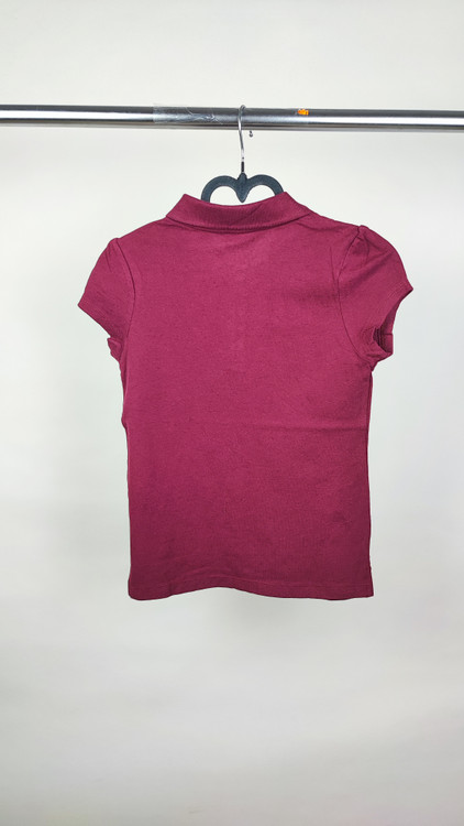 پولوشرت یقه دار زنانه برند PLACE رنگ زرشکی استوک وارداتی کد ۲ مناسب سایز ۳۴ و ۳۶