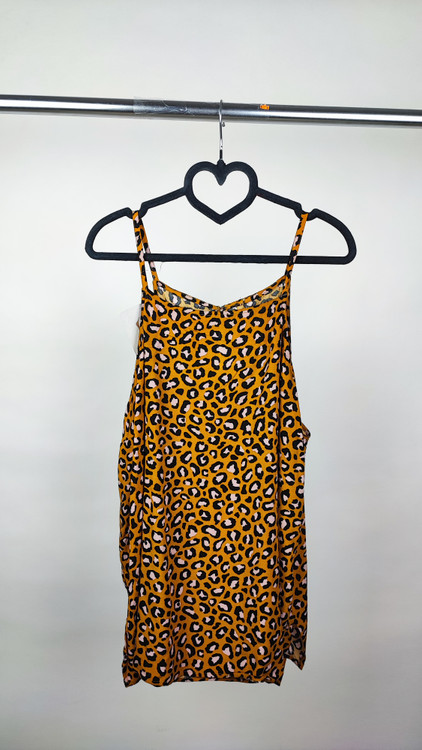 تاپ بندی زنانه سایز بزرگ طرح پلنگی قهوهای خردلی برند خارجی استوک مدل ۲۱۶۹