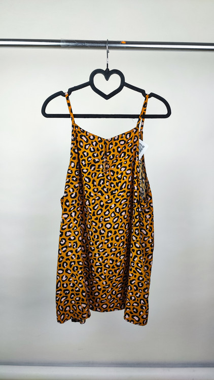 تاپ بندی زنانه سایز بزرگ طرح پلنگی قهوهای خردلی برند خارجی استوک مدل ۲۱۶۹