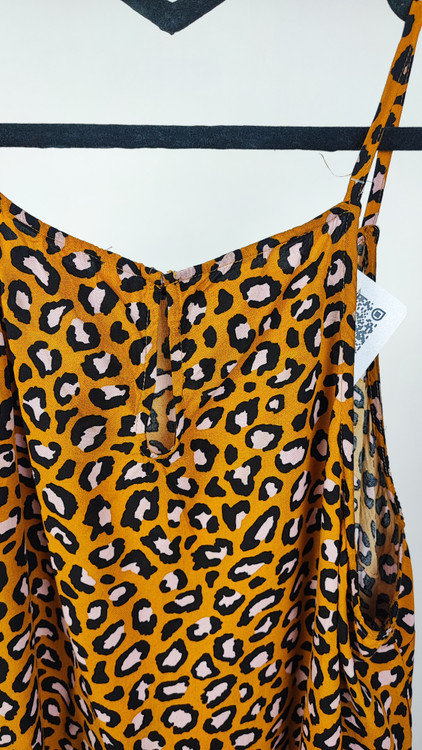 تاپ بندی زنانه سایز بزرگ طرح پلنگی قهوهای خردلی برند خارجی استوک مدل ۲۱۶۹